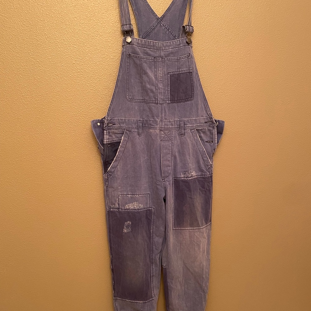 Free people slouchy patched boyfriend overalls size 27